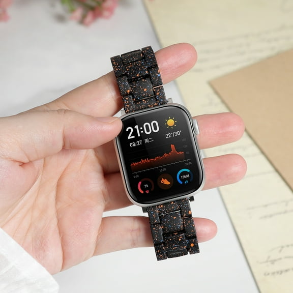 Dwitch Fashion Hard PC Slim Watch Band for Apple Watch Band 38mm 40mm 41mm 42mm, Lightweight Speckled Design Adjustable Replacement Strap Compatible with iWatch Series 109/8/7/6/5/4/3/2/1/SE,Black