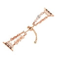 thumbnail image 1 of Dwitch Fashion Metal Bracelet Band Compatible for Apple Watch Band Series SE 10 9 8 7 6 5 4 3 2 1,Pearl Beaded Glass Diamond Metal Strap 38/40/41/42mm(S10), Adjustable Bracelet Strap,Rosegold, 1 of 7