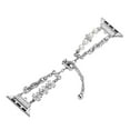 thumbnail image 1 of Dwitch Fashion Metal Bracelet Band Compatible for Apple Watch Band Series Ultra SE 10 9 8 7 6 5 4 3 2 1,Pearl Beaded Glass Diamond Metal Strap 42/44/45/46/49mm, Adjustable Bracelet Strap,Silver, 1 of 7