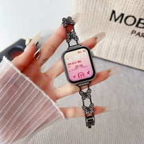 Dwitch Fashion Metal Butterfly Watch Band with Sparkling Diamond Compatible with Apple Watch Series 10/9/8/7/6/5/4/SE/3/2/1, Slim Elegant Metal Bracelet Replacement Strap for Women Girls,Black