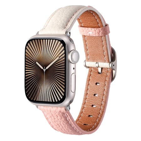 Dwitch Fashion Slim Leather Bands Compatible with Apple Watch Band 42mm 44mm 45mm 46mm 49mm Women & Men,Premium Leather Replacement Band fits for iWatch Ultra SE Series 10 9 8 7 6 5 4 3,Whitepink