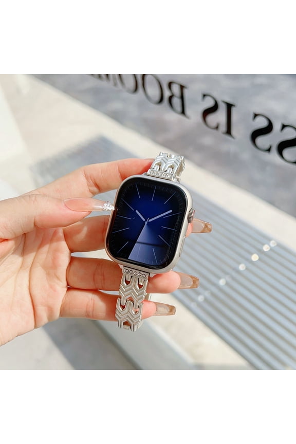 Fashion Slim Metal Bracelet for Apple Watch Bands 38mm/40mm/41mm/42mm(Series 10) Fits Women Jewelry Strap Metal Chain for iWatch Series 10 9 8 7 6 5 4 3 2 1 SE,Starlight