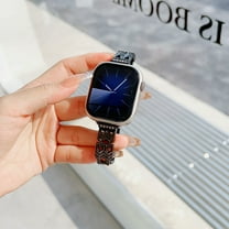 Dwitch Fashion Slim Metal Bracelet for Apple Watch Ultra 2/1 Bands 42mm/44mm/45mm/46mm/49mm Fits Women Jewelry Strap Metal Chain for iWatch Series 10 9 8 7 6 5 4 3 2 1 SE,Black