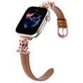 thumbnail image 1 of Dwitch Genuine Leather Band Compatible with Apple Watch Women 49mm 45mm 44mm 42mm(2024 series 10), Slim Leather Strap with D-Shape Metal Buckle for iWatch Series Ultra 10 9 8 SE 7 6 5 4 3 2 1,E, 1 of 6