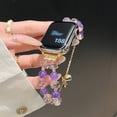 thumbnail image 1 of Dwitch Handmade Beaded Bracelet Apple Watch Band, Clear Sparkling Crystals Elastic Replacement Strap, Compatible with 38mm/40mm/41mm Series 8/7/SE/6/5/4/3/2/1 iWatch Bands,Purple, 1 of 8