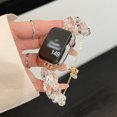 thumbnail image 1 of Dwitch Handmade Beaded Bracelet Apple Watch Band, Clear Sparkling Crystals Elastic Replacement Strap, Compatible with 38mm/40mm/41mm Series 8/7/SE/6/5/4/3/2/1 iWatch Bands,Clear, 1 of 5