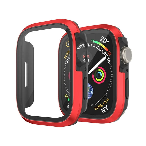 Dwitch Hard PC Case with Tempered Glass Screen Protector Compatible with Apple iWatch Series 6/5/4/SE 40mm, Ultra-Thin Anti-Scratch Screen Protection Cover Fits for iWatch Series 6/5/4/SE 40mm,Red