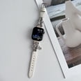 thumbnail image 1 of Dwitch Leather silver Vintage Strap for Apple Watch 42/44/45/49mm, Lightweight for Women Handmade Metal Beaded Wristband Jewelry Bracelet Strap for iWatch Series 9 8  6 3 2 SE Ultra,White, 1 of 5