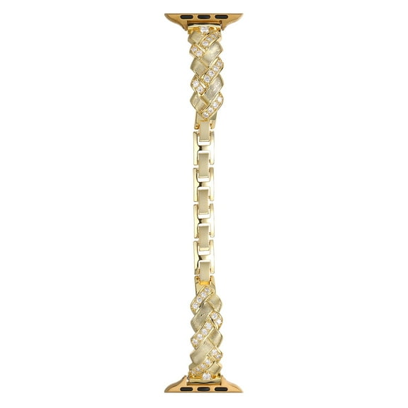 Dwitch Luxury Business Metal Strap for Apple Watch Band 38mm 40mm 41mm 42mm(Series 10), Elegant Braided Metal Strap with Crystal Inlay, Fashion Jewelry Bracelet for Apple iWatch Series SE/1-10,Gold