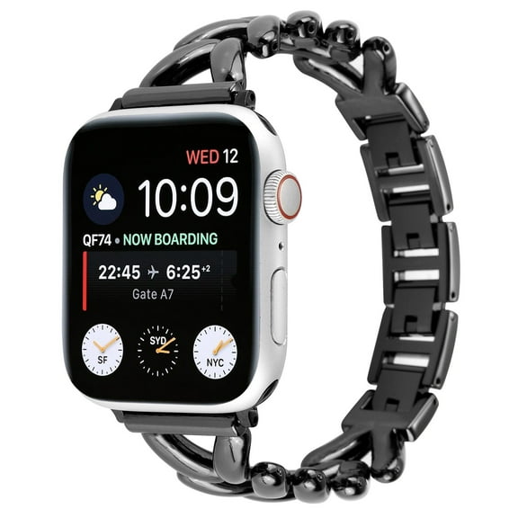 Dwitch Luxury Metal Chain Fashion Slim Band Compatible with Apple Watch 38mm 40mm 41mm SE Series 10 9 8 7 6 5 4 3 2 1, Women.s Adjustable Replacement Bracelet, Elegant Jewelry Metal Strap,Black