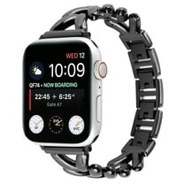 Dwitch Luxury Metal Chain Slim Band Compatible with Apple Watch 42mm 44mm 45mm 46mm 49mm SE Series 10 9 8 7 6 5 4 3 2 1 Ultra, Women.s Adjustable Replacement Bracelet, Jewelry Metal Strap,Black