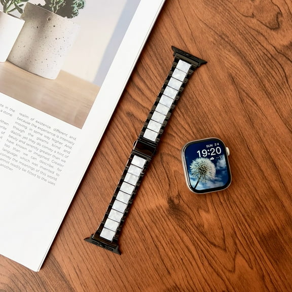 Dwitch Luxury Metal Resin Watch Band,Slim Fashion Wristband Strap for Apple Watch 38/40/41/42mm(S10) Band, Durable & Comfortable Bracelet Replacement for iWatch Series 10/9/8/7/6/SE/5/4/3/2/1,A