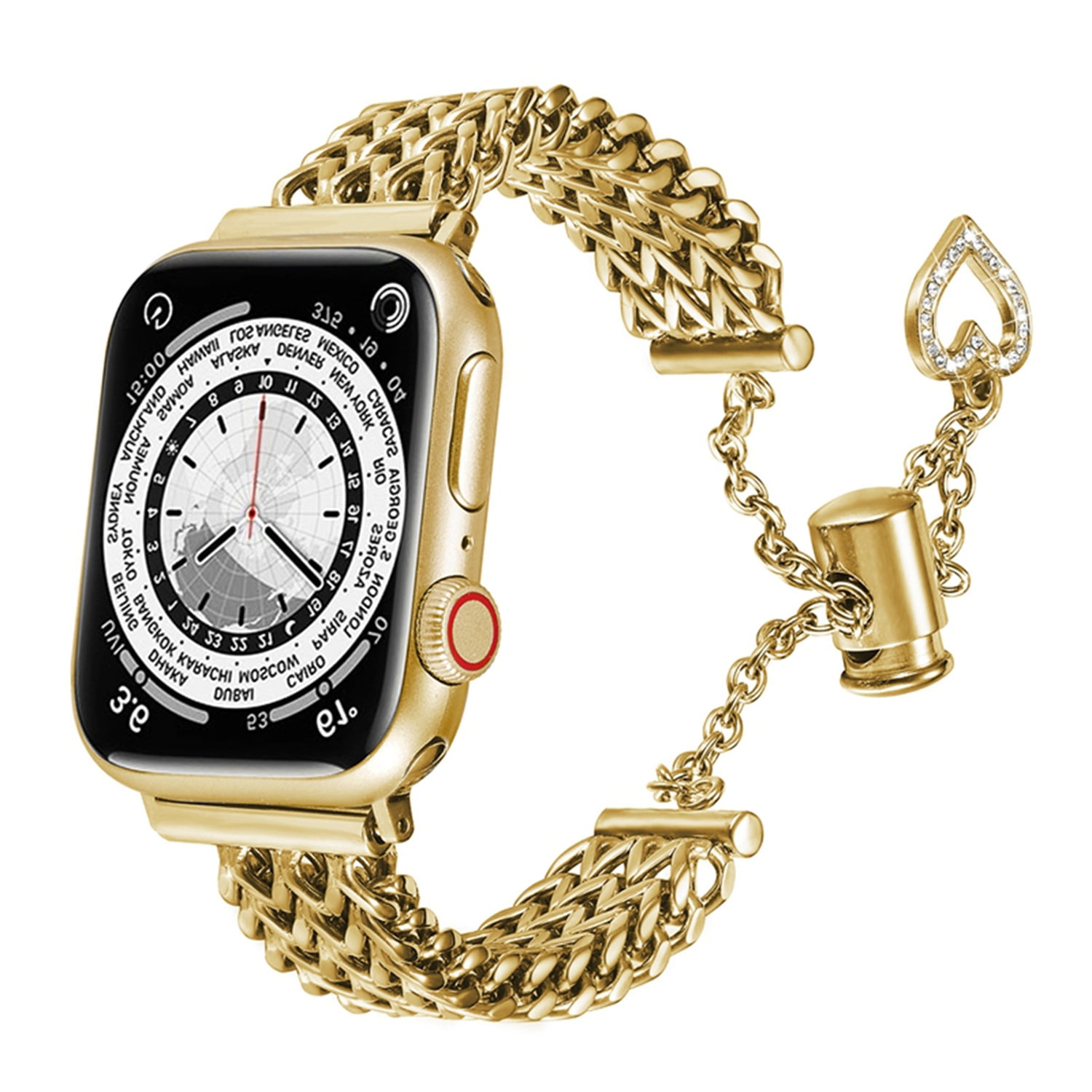 NEW Luxury Strap Chain Stainless Adjustable Band For Apple Watch Stainless Steel Chain Link Smartwatch Band in Silver main image 3