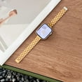 thumbnail image 1 of Dwitch Magnetic Band for iWatch Series 10 9 8 7 6 SE 5 4 3 2 1,Fashion Three-Link Magnetic Metal Replacement Strap for Apple Watch Band 38/40/41/42mm(Series 10), Adjustable Metal Bracelet,Gold, 1 of 6