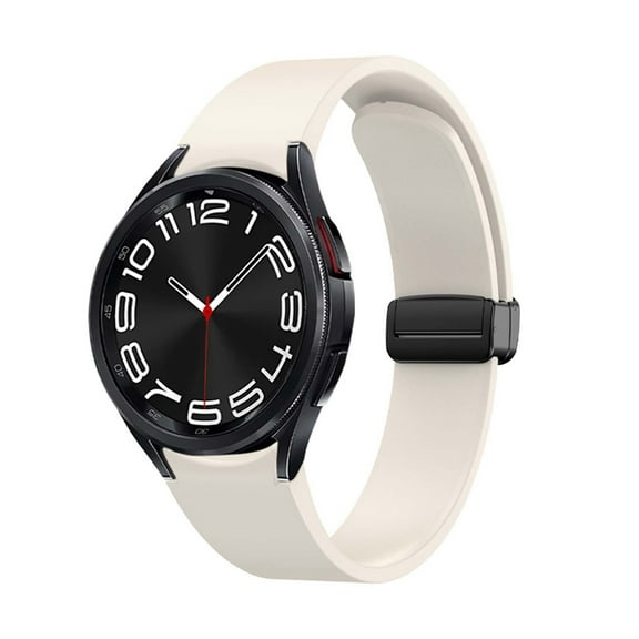 Dwitch Magnetic Silicone Leather Band for Samsung Galaxy Watch 6 44mm, 20mm Breathable Magnetic Sport Band Replacement Strap,Fashion Magnetic Band for Galaxy Watch 6 44mm,Milkywhite