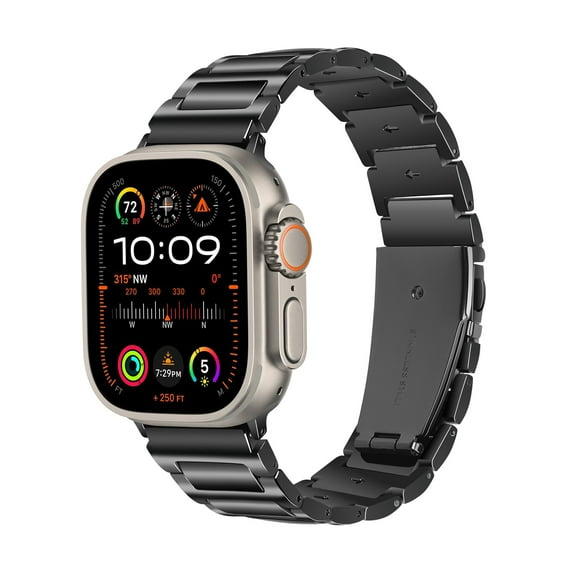 Dwitch Metal Bands for iWatch Ultra 2 Series 9 8 7 6 5 4 3 2 1 SE Watch Band 49mm 45mm 44mm 42mm, Metal Rugged Protective Strap Replacement for Men Women,Black