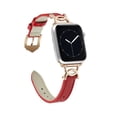 thumbnail image 1 of Dwitch Metal Buckle Bands Compatible with Apple Watch Band 49mm 45mm 44mm 42mm, PU Leather Strap Compatible for Women Men iWatch Series 9 8 7 6 5 4 SE Ultra 2,Red, 1 of 4