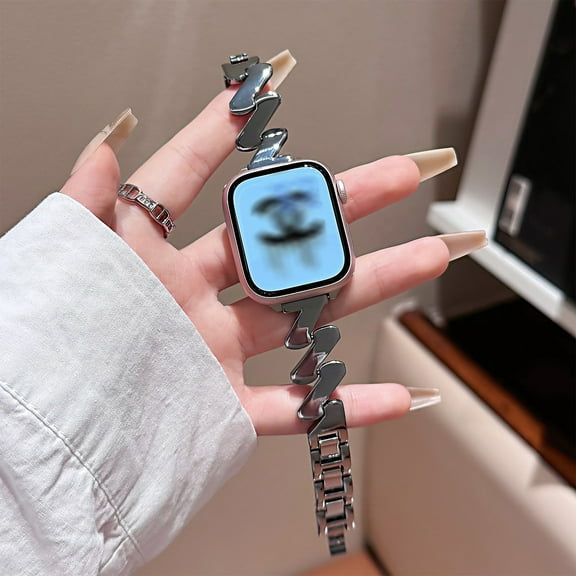 Dwitch Metal Fashion Watch Strap Band for Apple Watch Series Ultra 10 9 8 7 6 SE 5 4 3 2 1,Elegant Slim Metal Replacement Bracelet Band for Women, Compatible with iWatch 42/44/45/49mm Band,Silver