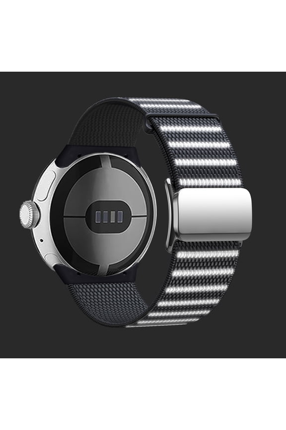 Reflective Nylon Magnetic Watch Band for Google Pixel Watch 3 45mm, Adjustable Reflective Nylon Strap with Magnetic Secure Closure,for Google Pixel Watch3 45mm Sport Band Men Women,Black