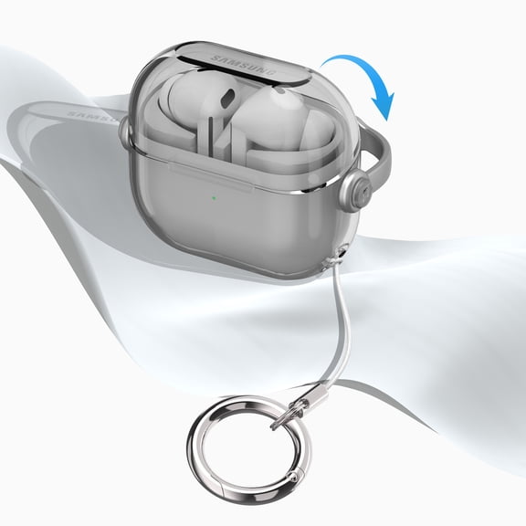 Dwitch for Samsung Galaxy Buds 3 Case & Galaxy Buds 3 Pro Case, Clear Case with Carabiner, Premium TPU Cover, Wireless Charging, Headphone Accessories, for Men, for Women, Black