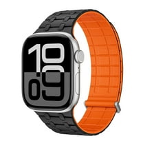 Dwitch Silicone Magnetic Band for Apple Watch Ultra 49mm 46mm 45mm 44mm 42mm, Durable Adjustable Strap for iWatch Ultra 2 Series 10 9 8 7 6 5 4 3 2 1 SE for Men Women 44/45/46/49/42mm,Blackorange