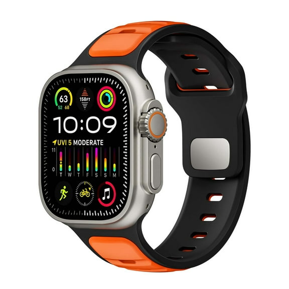 Dwitch Silicone Sport Bands Compatible with Apple Watch Band for Men Women 38mm 40mm 41mm 42mm(Series 10), Soft Sport Waterproof Strap for iWatch Series 10/9/8/7-1 SE,Blackorange