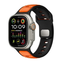 Dwitch Silicone Sport Bands Compatible with Apple Watch Band for Men Women 42mm 44mm 45mm 46mm(Series 10) 49mm, Soft Sport Waterproof Strap for iWatch Series 10/9/8/7-1 SE Ultra 2/1,Blackorange