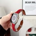 thumbnail image 1 of Dwitch Slim Diamond Pattern Strap Compatible with iWatch Series 10 9 8 7 6 5 4 SE Ultra Thin Leather Watch Band with Magnetic Buckle,Fashion Business Wristband for Women 38/40/41/44/45/49mm,Red, 1 of 7