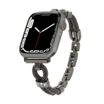 Dwitch Slim Thin Bracelet Band with Rhinestone Compatible with Apple Watch Series 10/9/8/7/SE/6/5/4/3/2/1 for Women, Elegant Bling Replacement Metal Bands 38/40/41/42mm(S10),Black