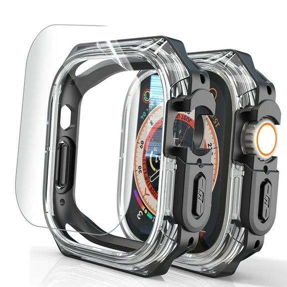 Dwitch Soft TPU Frame Bumper Watch Cover for Apple iWatch Series 6/5/4/SE 40mm with 3-Pack Clear Soft Screen Protector,Heavy Duty TPU & Hard PC Bumper for iWatch Series 6/5/4/SE 40mm,Black