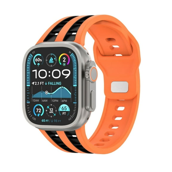 Dwitch Sport Band Compatible with Apple Watch Ultra 2/Ultra Band,Compatible with Apple Watch Bands for 49/46/45/44mm,Waterproof Silicone Strap for iWatch Bands All Series SE 10 9 8-1,Orange Black