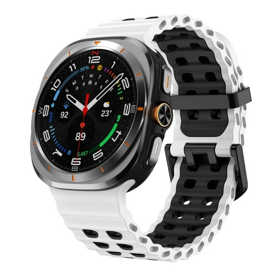 Dwitch Sport Bands for Samsung Galaxy Watch Ultra 47mm,Breathable Rugged Silicone Strap Marine Band for Women Men,White Black