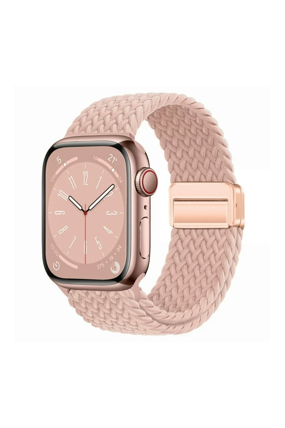 Sport Loop Compatible with Apple Watch Band 38mm 40mm 41mm for Women Men, Adjustable Magnetic Clasp Stretchy Nylon Braided Wristband for iWatch Series 9/8/7/6/5/4/3/2/1/SE,Sand Pink