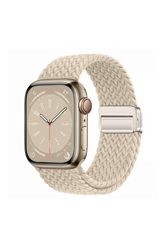 Sport Loop Compatible with Apple Watch Band 38mm 40mm 41mm for Women Men, Adjustable Magnetic Clasp Stretchy Nylon Braided Wristband for iWatch Series 9/8/7/6/5/4/3/2/1/SE,Starlight