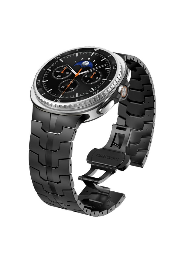 Stainless Steel Metal Bands Compatible with Samsung Galaxy Watch 8 Band 40mm 44mm / Galaxy Watch 8 Classic 46mm Band Men Business No Gap Solid Stainless Steel Link,Black