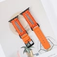 thumbnail image 1 of Dwitch Stylish Braided Leather Paracord Band for Apple Watch 38mm/40mm/41mm/42mm, for iWatch Series 10 9 8 7 6 5 4 3 2 1 SE Slim Lightweight PU Leather Sport Strap for Men & Women, Orange, 1 of 6