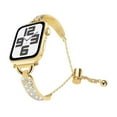 thumbnail image 1 of Dwitch Stylish Elegant Rhinestone Bracelet Watch Band for Apple Watch Series 10 9 8 7 6 5 4 SE 3 2 1, Fashion Adjustable Chain Strap with Sparkling Crystal Inlay,Slim Metal Watch Strap Design,Gold, 1 of 5