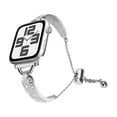 thumbnail image 1 of Dwitch Stylish Elegant Rhinestone Bracelet Watch Band for Apple Watch Series Ultra 10 9 8 7 6 5 4 SE 3 2 1,Fashion Adjustable Chain Strap with Sparkling Crystal Inlay,Slim Metal Watch Strap,Silver, 1 of 5