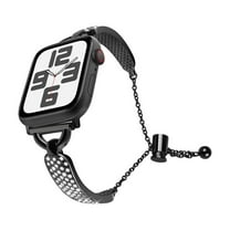Dwitch Stylish Elegant Rhinestone Bracelet Watch Band for Apple Watch Series Ultra 10 9 8 7 6 5 4 SE 3 2 1,Fashion Adjustable Chain Strap with Sparkling Crystal Inlay,Slim Metal Watch Strap,Black