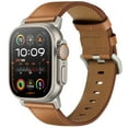 thumbnail image 1 of Dwitch Top Grain Genuine Leather Band for Apple Watch Ultra Band 49mm 46mm 45mm 44mm 42mm, Rugged Metal Connector Band Strap for Women Men iWatch Ultra 2/1 Series 10 9 8 7 6 5 4 3 2 1 SE,Brown, 1 of 9