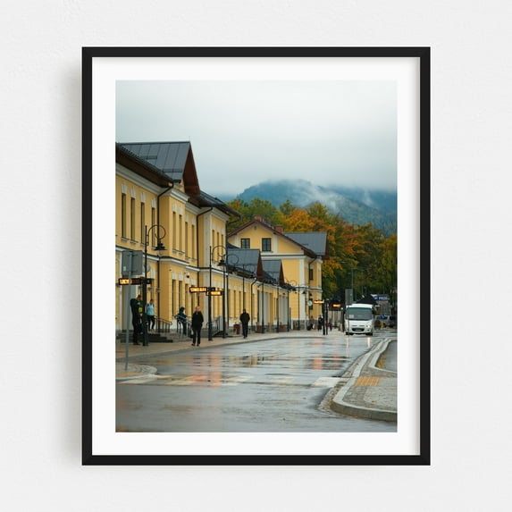 Dworzec Autobusowy, Zakopane 01 - Zakopane Małopolskie Poland Photography Architecture Autumn Street Photography Mountain Travel Poster Scenic City Black Framed Wall Art Print 11 x 14 inches