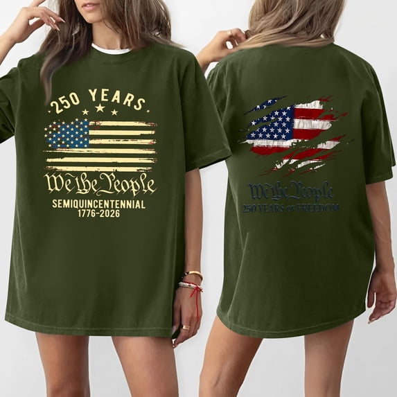 Dwralegc 250 Anniversary Usa Shirt Women USA Crewneck Outfit 250 Years Of America 2026 Patriotic Apparel Plus Size T Shirt Short Sleeve Casual Graphic Tee Dark Green L