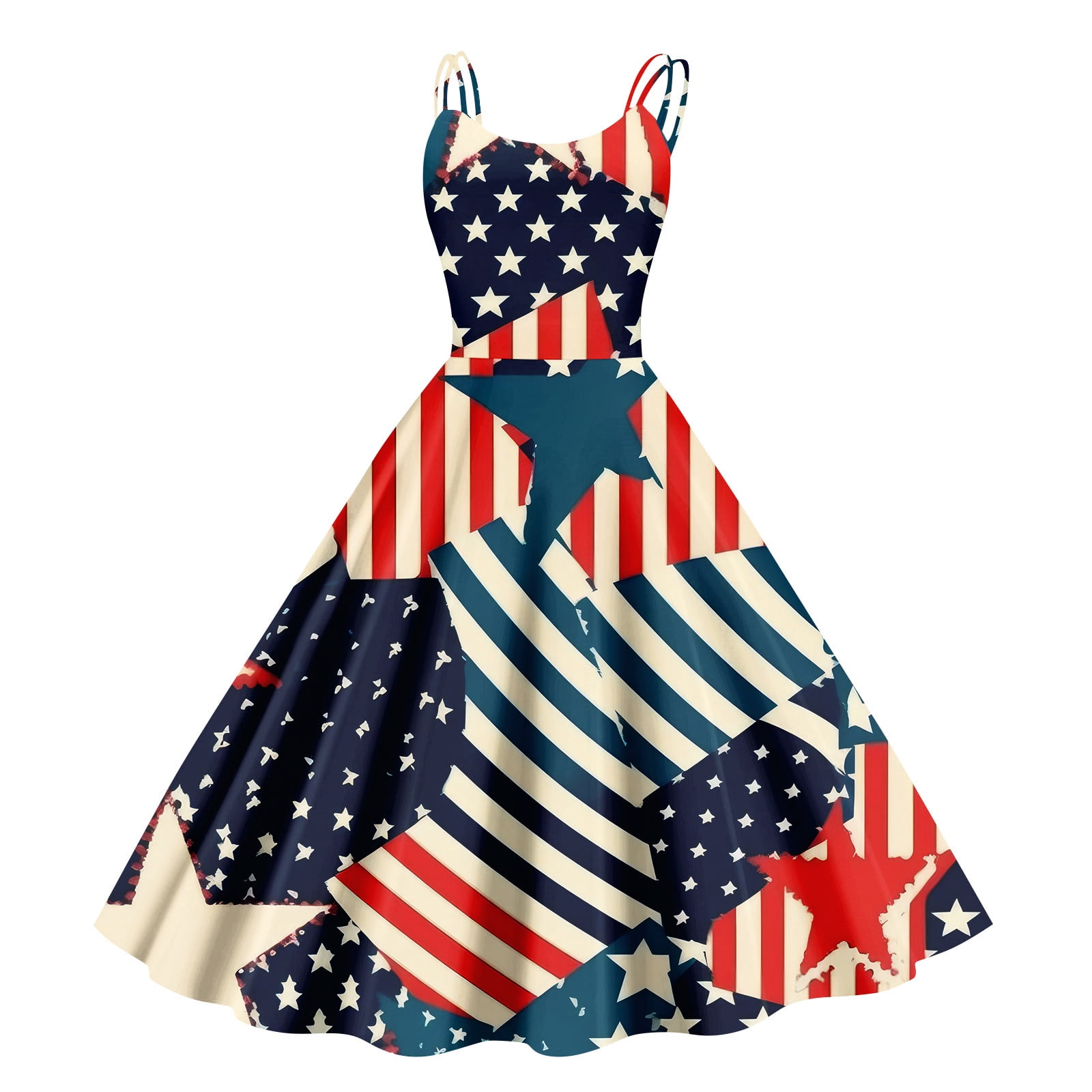 Dwralegc 4th Of July Dresses Womens American Flag Print Sleeveless V ...