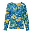 thumbnail image 1 of Dwralegc Blue Scrubs Sets for Women Crew Neck Long Sleeve Snap Front Nursing Uniform Cute Cartoon Printed Working Stretchy Nurse Jacket Blue 2XL, 1 of 5