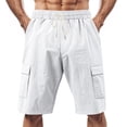 thumbnail image 1 of Dwralegc Board Shorts Men's Knee Length Elastic Waist Short Athletic Casual Cargo Shorts Fashion Big and Tall Loose Fit Pants with Pockets White S, 1 of 4