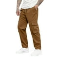 thumbnail image 1 of Dwralegc Cargo Joggers Men Casual Stretchy Hiking Jeans Loose Fit Drawstring Elastic Waist Trousers with Pockets Big and Tall Solid Color Pants Brown XXXL, 1 of 6