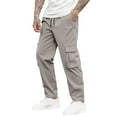 thumbnail image 1 of Dwralegc Cargo Pants for Men Casual Stretchy Baggy Lounge Pants Loose Fit Drawstring Elastic Waist Trousers with Pockets Big and Tall Solid Color Pants Light Gray XXL, 1 of 6
