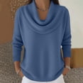 thumbnail image 1 of Dwralegc Cowl Neck Sweater for Women Trendy Solid Color Cowl Neck Knitted Pullover Jumper Blouses Long Sleeve Lightweight Autumn and Winter Sweaters Blue L, 1 of 5