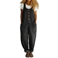 thumbnail image 1 of Dwralegc Denim Jumpsuit for Women Summer Loose Sleeveless Adjustable Strap Bib Overalls Jeans Fashion Distressed Ripped Wide Leg Baggy Vintage Rompers with Pockets Black S, 1 of 7