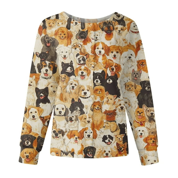 Dwralegc Earthy Yellow Scrub Jackets for Woman Plus Size Scrubs Set Cute Cartoon Print Long Sleeve Scrub Tops Snap Front Working Nurses Uniform Earthy Yellow L